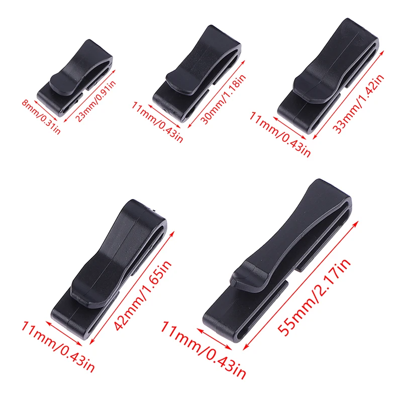 10Pcs/Pack Quick Slip Keeper Buckle End Clip Slider Black For Camping Hiking Backpack Adjusting Strap Webbing 20-51mm