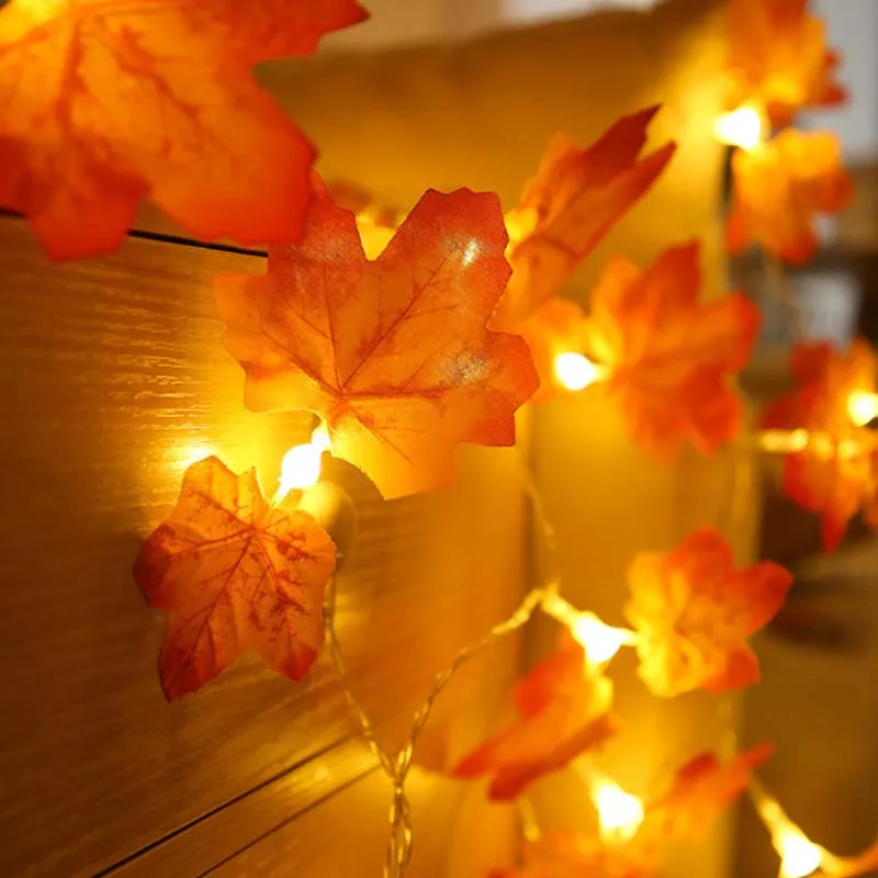 1.5/3/6M 20LED Artificial Maple Leaves LED String Light Fairy Garland Halloween Party Christmas Decoration for Home Thanksgiving