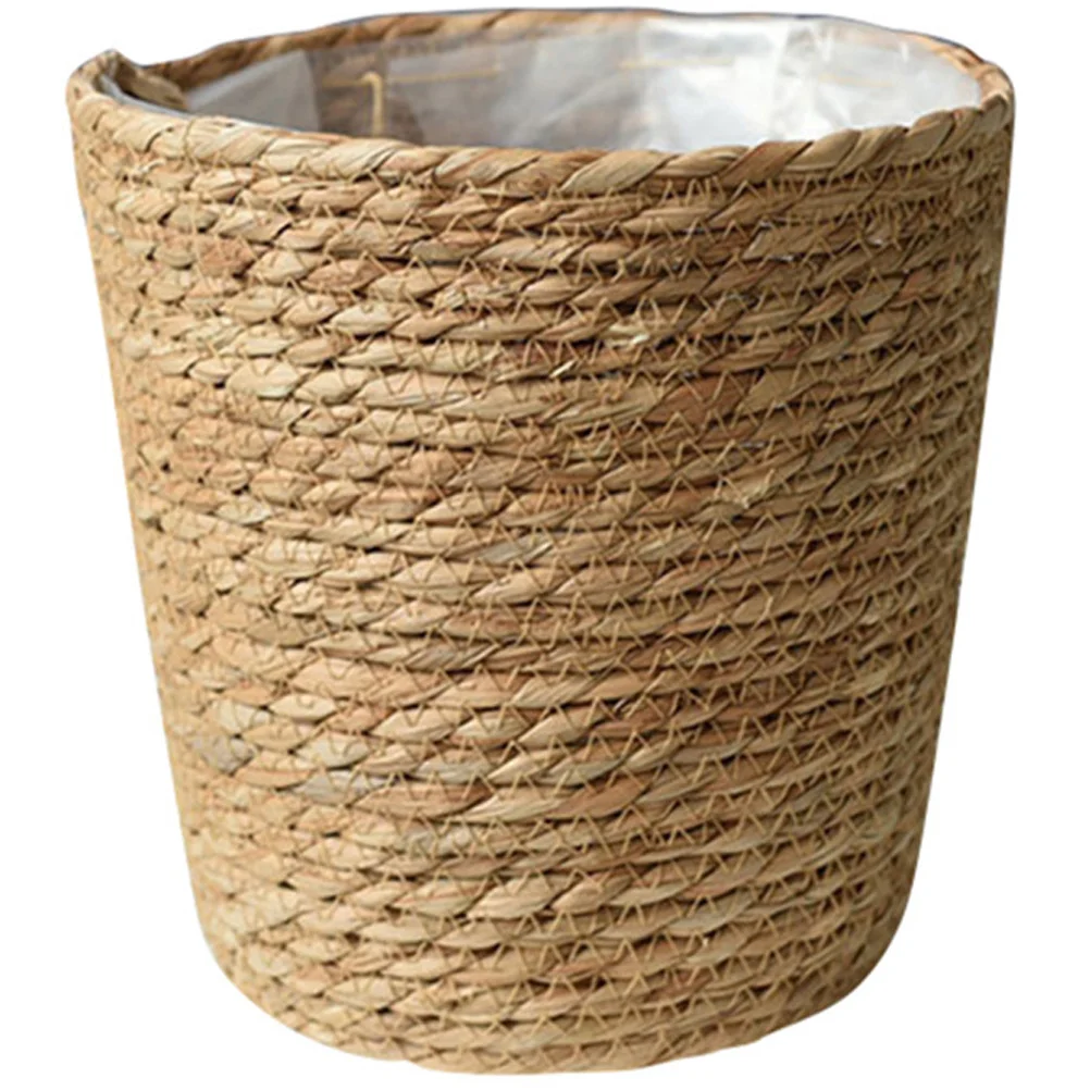 

Flower Pot Basket Trash Can with Lid Durable Plant Woven Garden Baskets for Home Plants Indoor Planter Liner Baby