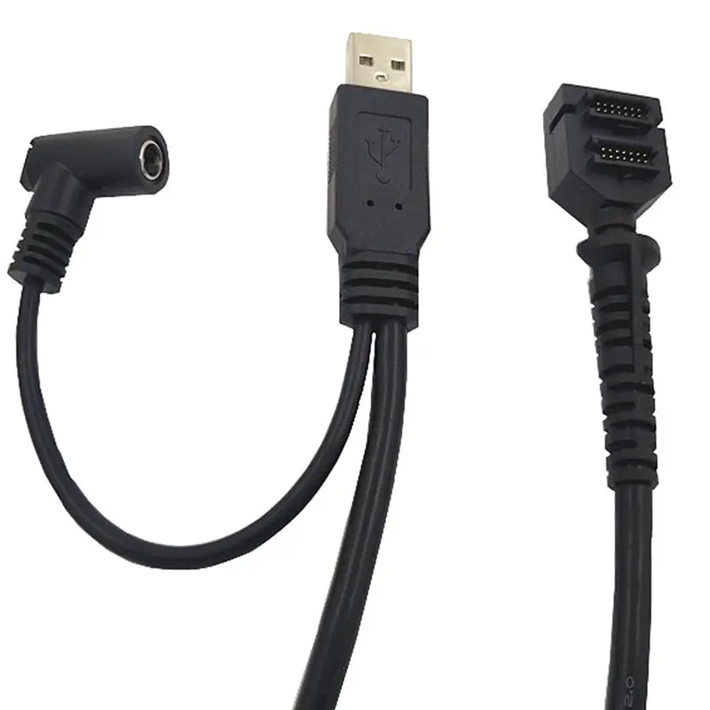 Suitable For Verifone Huierfeng Scanning Line Dual 14Pin IDC+DC 5.5*2.1mm Female Power Supply to USB 2.0 A Male