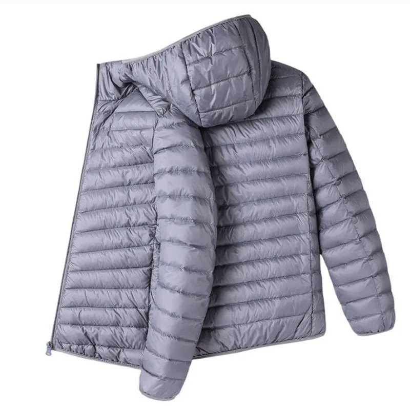 Winter Down Jacket Men White Duck Coat Windproof Warm Travel Camping Overcoat New in Thicken Solid Color Hooded Male Clothing