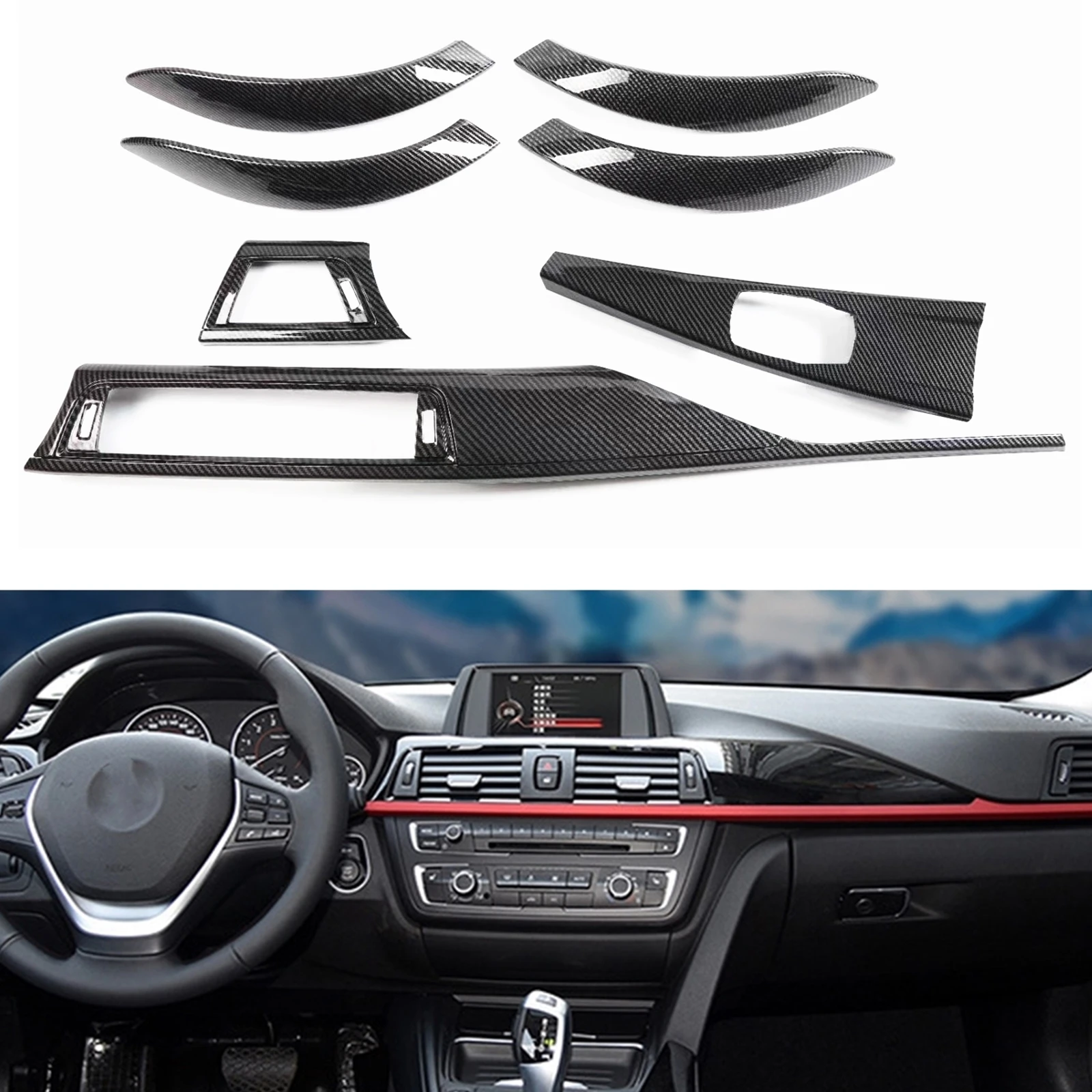 Center Console Decorative Interior Trim Cover Panel For BMW 3 Series 4 Series F30 F31 F34 F36 M Sport 2012-2018