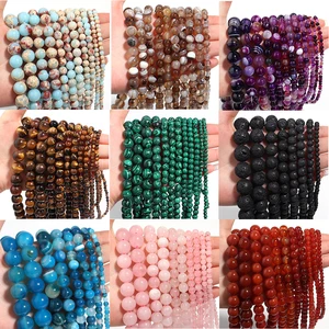 Naturalstein 4 6 8 10 12 mm rund Tiger Augen Ametista Agata Jades Stein Raum SOBT, um DIY -Schmuck zu machen 6 Haupt Sales Lavendel Jadeit Armreifen - №5