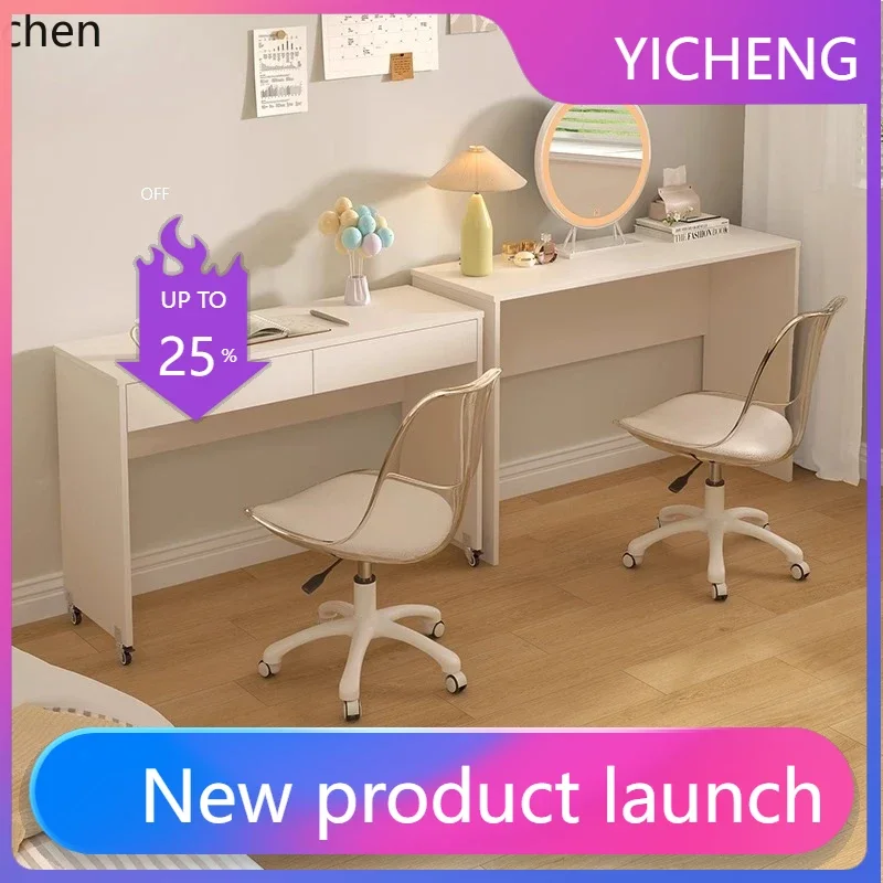 LYY small apartment desk pull-out type household removable bedroom small desk double-layer desk