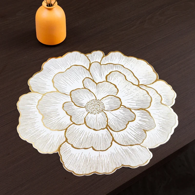 

1pcs/6pcs PVC Flower Placemat Dining Decorative Heat Resistant Table Pad Coasters Home Party Wedding Christmas