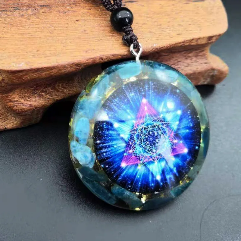 Handmade Orgonite Pendant Natural Crystal Stone Epoxy Resin Yoga Reiki Healing Necklace Jewelry for Women Men