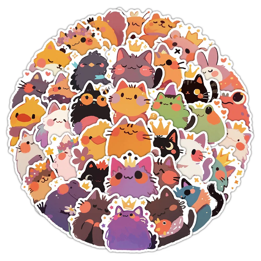 10/63PCS Kawaii Animal Sticker Funny Chicken Frog Cartoon Graffiti Decal Toy DIY Refrigerator Scrapbook Phone Case Water Cup