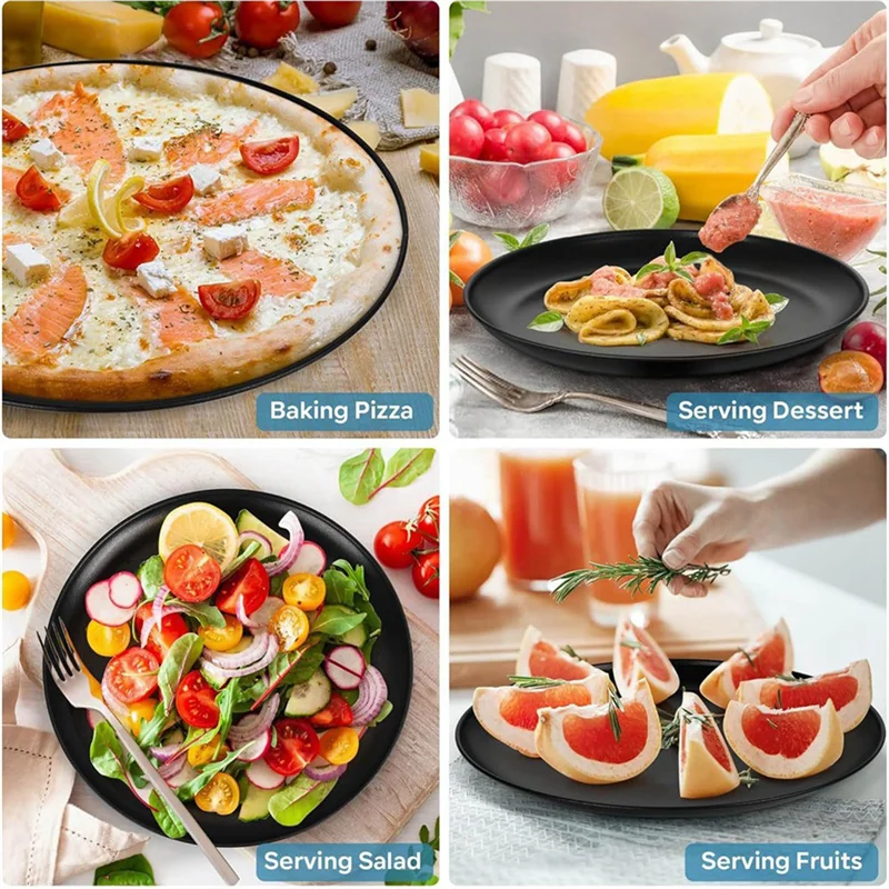 

VELIF-Pizza Pan,Non-Stick Pizza Tray, Round Baking Pan For Oven,Healthy Bakeware And Serving Plate, Stainless Steel Core 2Pack