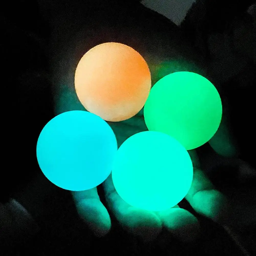 2Pcs Luminous Sticky Ball Glow in The Dark Stretch TPR Wall Ceiling Adhesive Ball Toy Kids Adults Anxiety Relief Sticky Ball