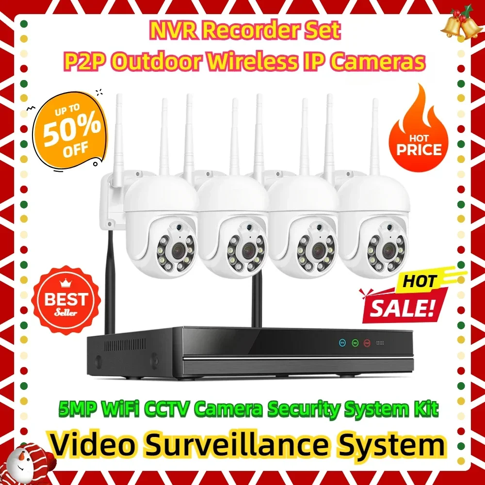 

NVR Recorder Set P2P Outdoor Wireless IP Cameras Video Surveillance System 5MP WiFi CCTV Camera Security System Kit