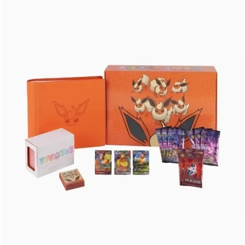 100% Originele Game PTCG Kaart Chinese Ibrahimovic Geavanceerde Geschenkdoos Reib Fire Eevee Water Eevee Aangepaste Collectible Card Geschenken
