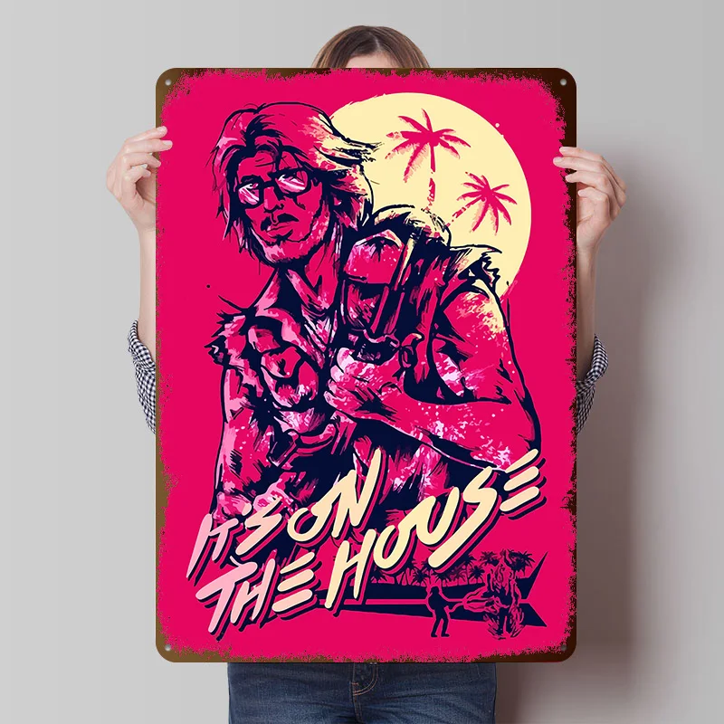 Hotline Miami Tinplate Poster Custom Wall Art Vintage Metal Signs Retro Tin Plaque for Gaming Decoration Room Bar Accessories