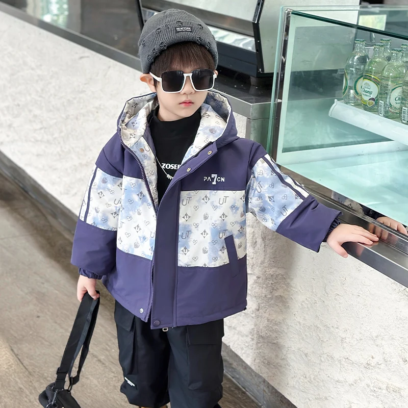 

Куртка-парка для мальчиков на флисовой подкладке, тонкая хлопковая, осенне-зимняя, водонепроницаемая, молодежная, с воротником-стойкой, длинными рукавами, капюшоном, на молнии