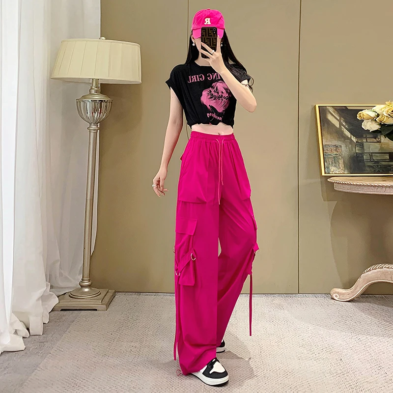 quick-dry-workwear-pants-square-dance-outfit-women's-summer-new-fashion-short-sleeve-two-piece-set-geometric-pattern-performance