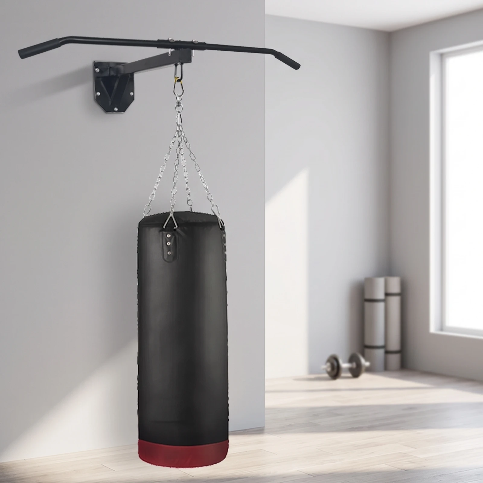 Pull-up Bar Bar with Bag Hanger Heavy-Duty Wall-Mounted Pull-up Bar Training Rack Supportive Equipment Traditional for Boxers
