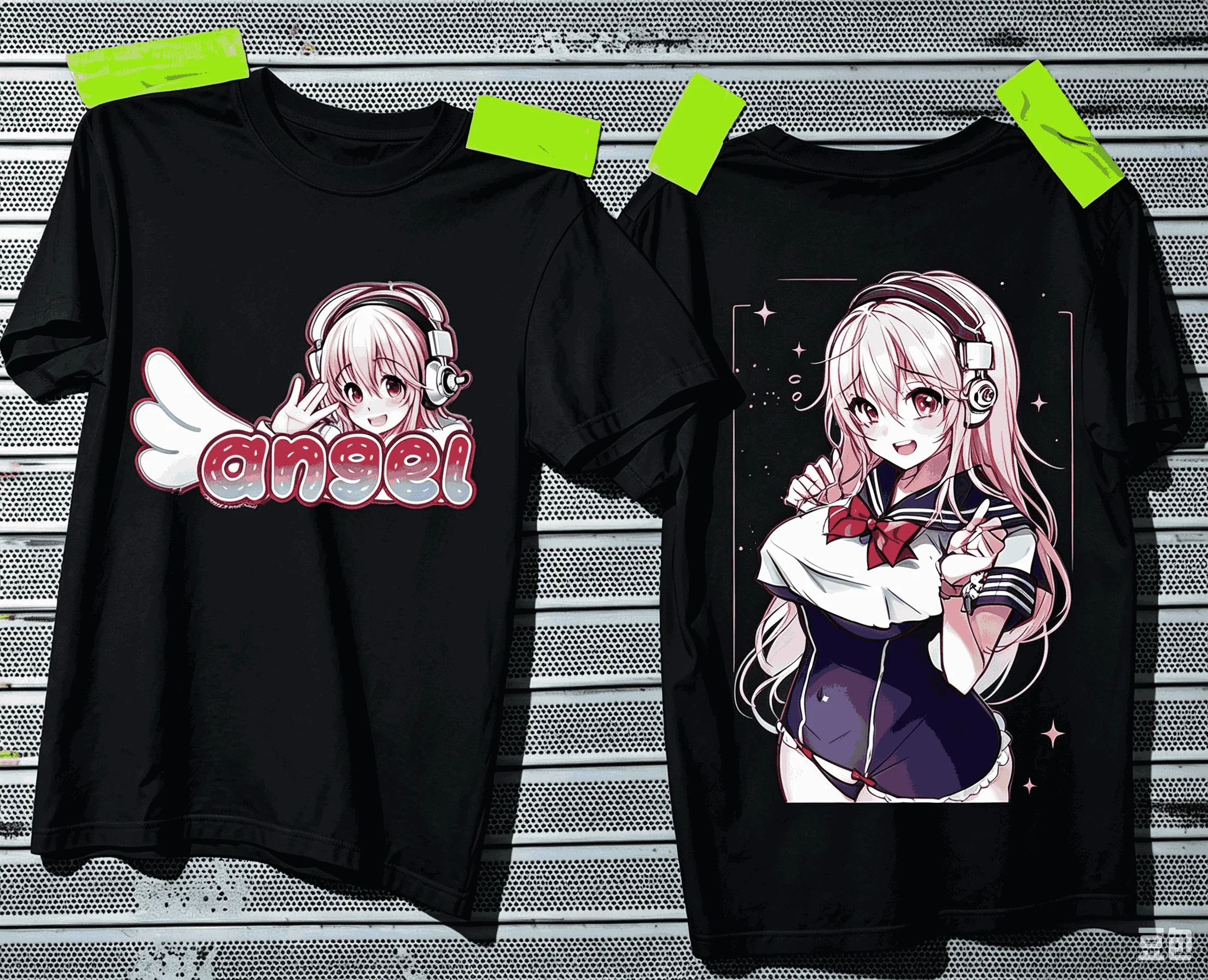 Super Sonico Unisex Casual Fashion T-shirt High Street Oversized Unisex T-shirt Streetwear Trendy Cotton high quality Sleeves