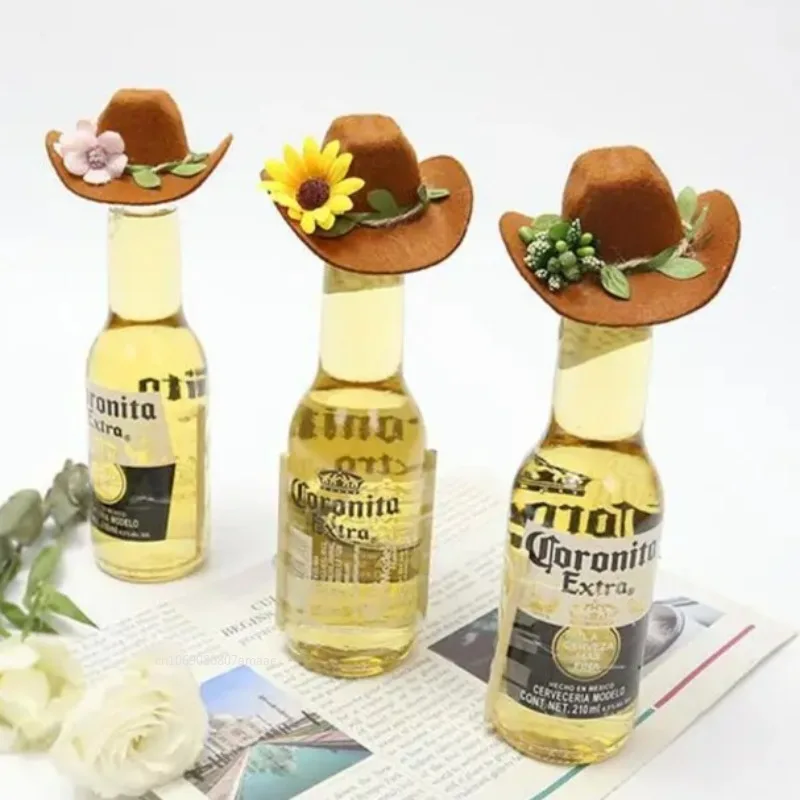 Cowboy Hat Wine Bottle Toppers Mini Cowboy Hat Wine Bottle Hat Cute Kitchen Wedding Party Home Table Decoration Home Accessories