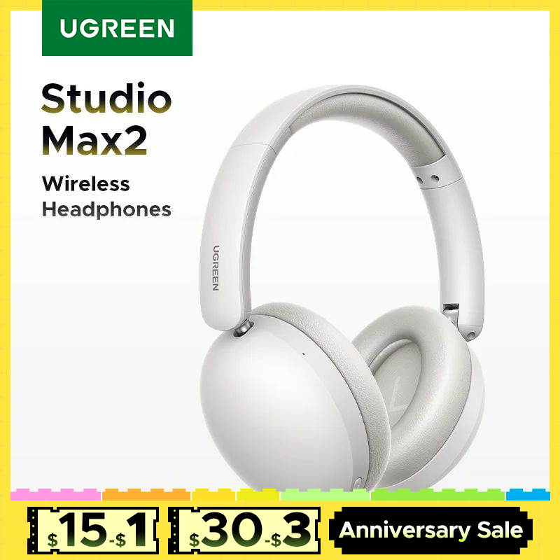  UGREEN Studio Max2 Wireless Bluetooth Headphones, 80H Playtime, HiFi Stereo Over Ear Headphones with Microphone, Bluetooth 5.4
