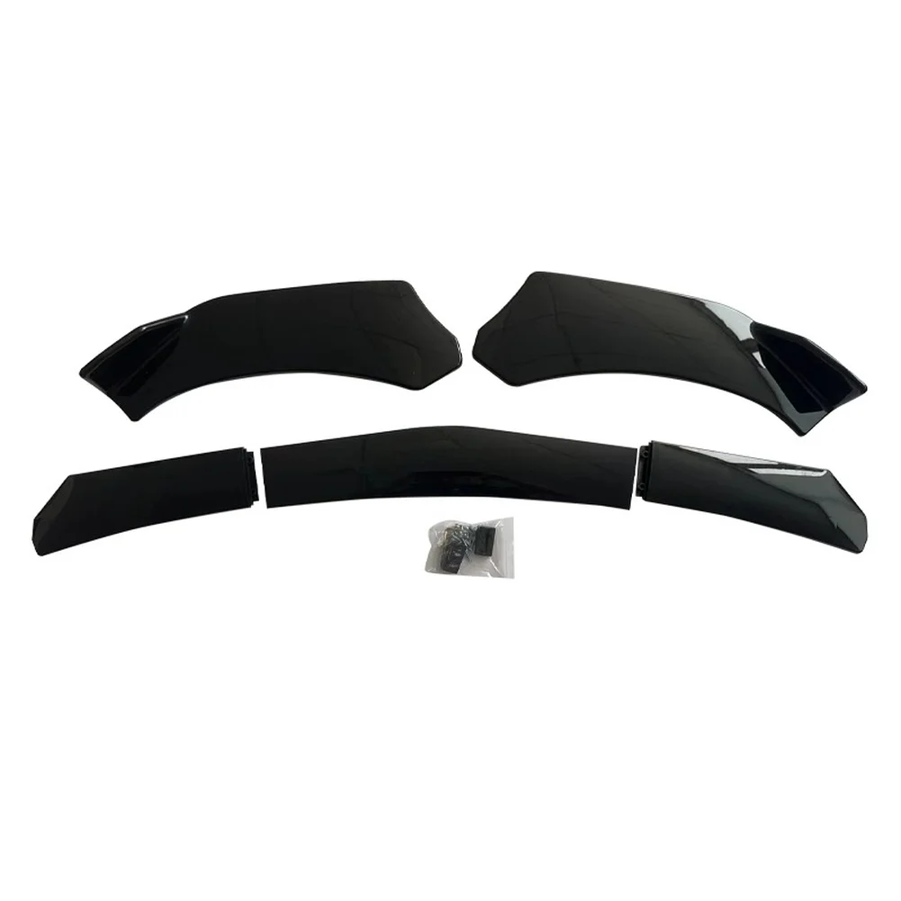 5 Position Adjustable Front Lip - ABS Spoiler for Vehicle Front End - Carbon Fiber Style - Bright Black Finish
