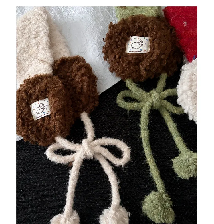 New Ins Style Contrast Color Strap Plush Earmuffs for Women Autumn Winter Cute Warm Outdoor Casual Versatile Headwear Ear Warmer