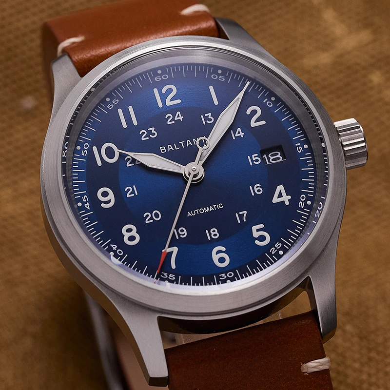 Baltany Field Jam Tangan Pria S2049 10ATM Tahan Air Baja Tahan Karat 39Mm Casing Kalender NH35 Jam Tangan Mekanis Otomatis Fon Pria