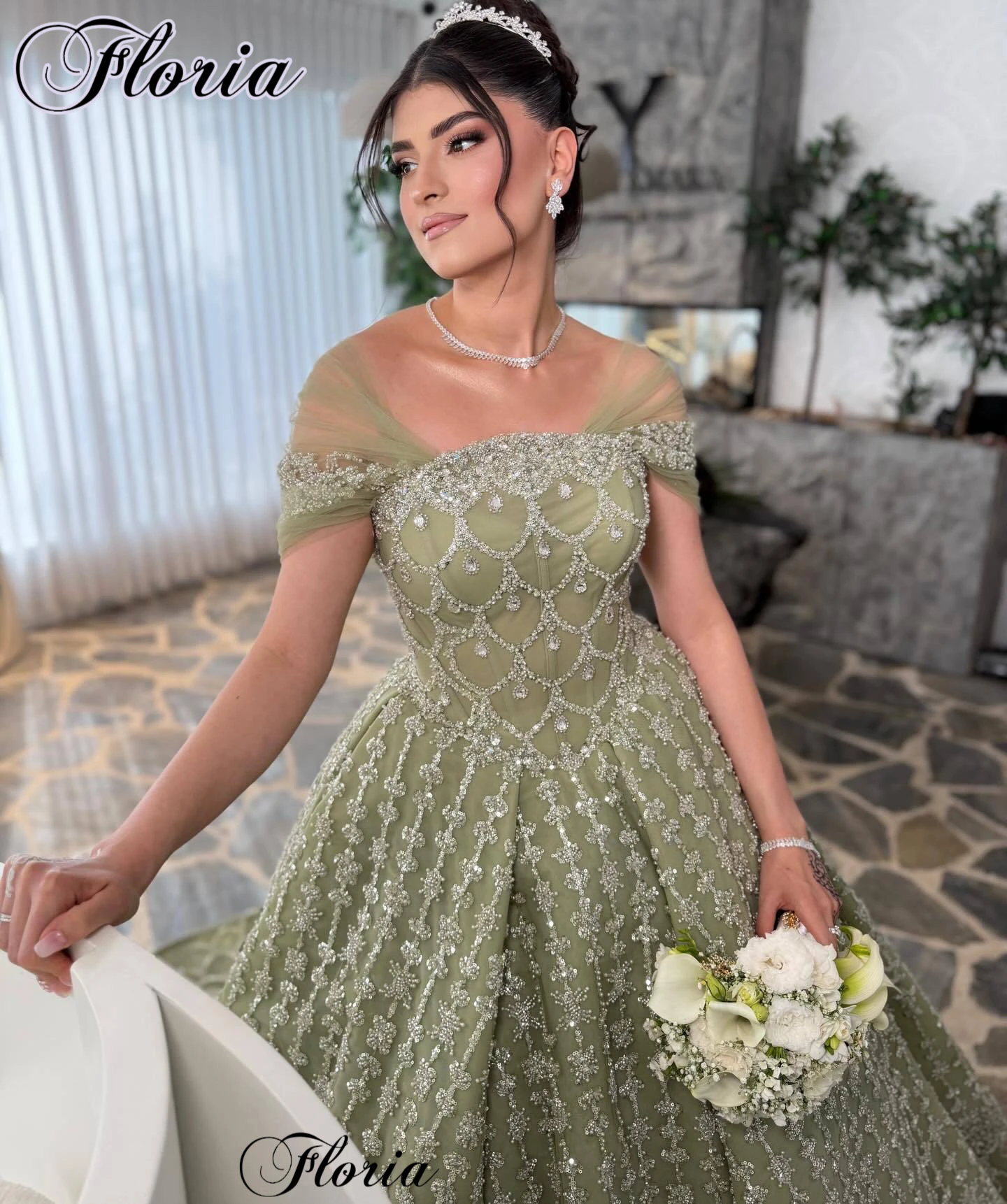 

Elegant Arabic Beaded Evening Dresses For Women Square Neckline Celebrity Dresses Birthday Dresses Robes De Soirée Customized