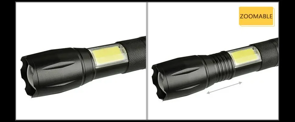 Krachtige Led Zaklamp Zoombare Zaklamp 18650 Oplaadbare Zaklampen Buiten Waterdichte Fakkels Voor Kamperen Wandeljacht