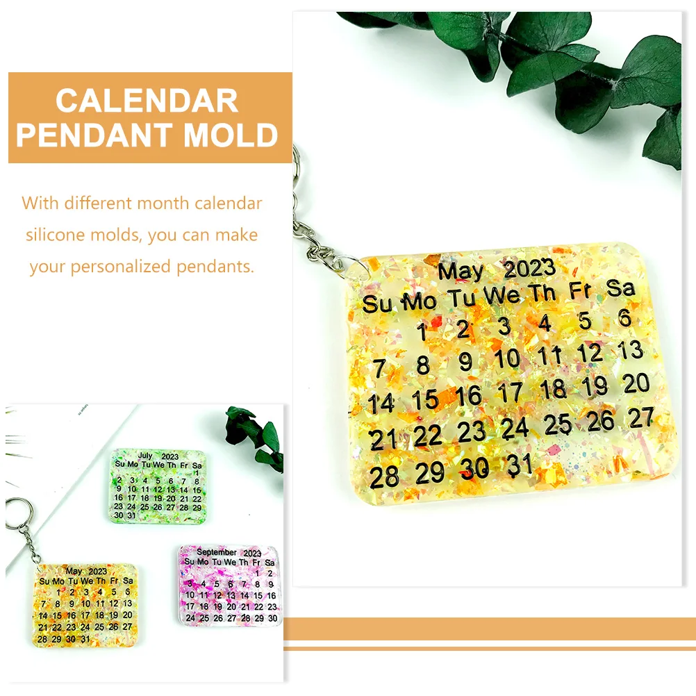 

Accessories Calendar Keychain Mold Epoxy Silica Gel Silicone Ornament for Resin