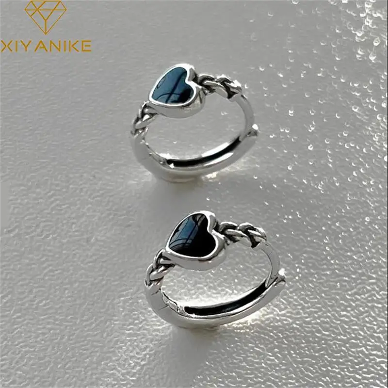 XIYANIKE New Summer Black Love Heart Hoop Earrings For Women Girl Luxury Fashion Trendy Jewelry Friend Gift Party серьги женские