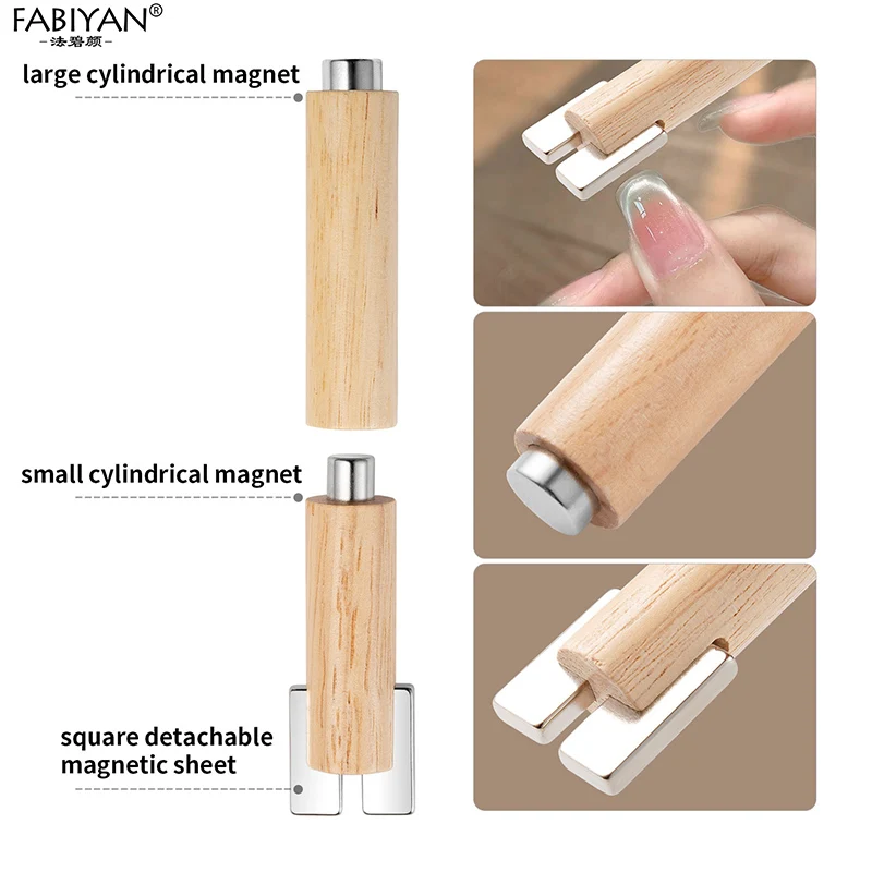 3 In 1 Detachable Cat Eye Nail Magnet Stick Cylindrical Hexagonal Nail Glue Magnet Nail Art Design Glitter Effect Manicure Tools