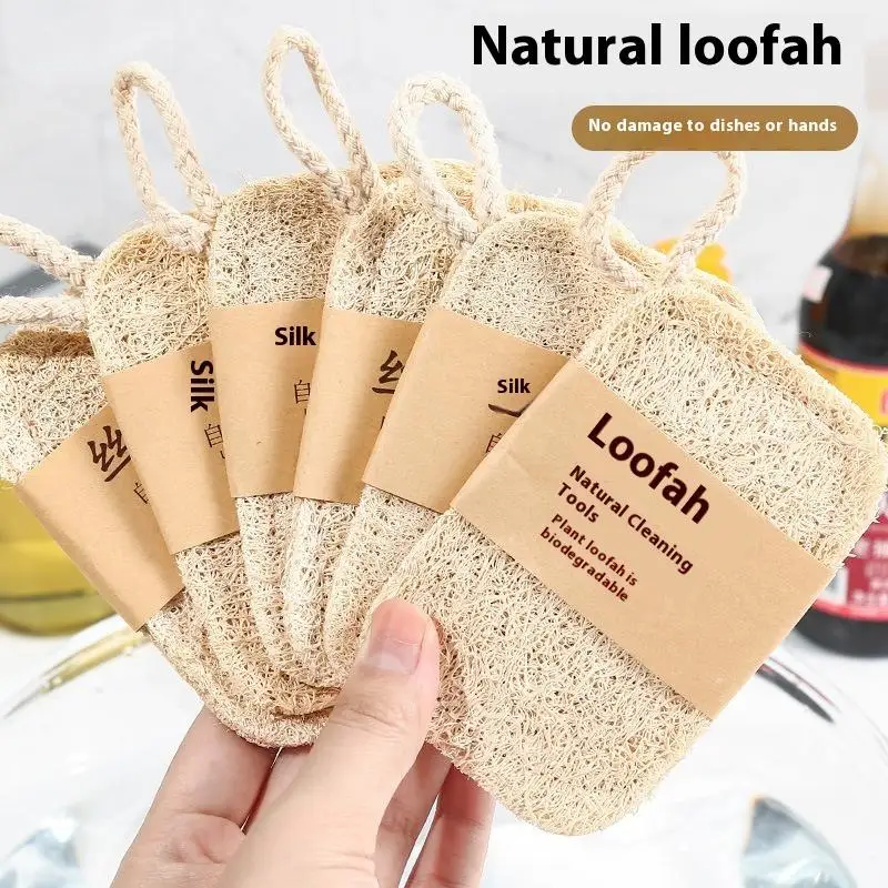 

6Pcs Natural Luffa Dish Towel Washing Cloth Loofah Scrub Pad Sponge Pot Oil Stain Removing Scrubber Kitchen Cleaning Brush Tool