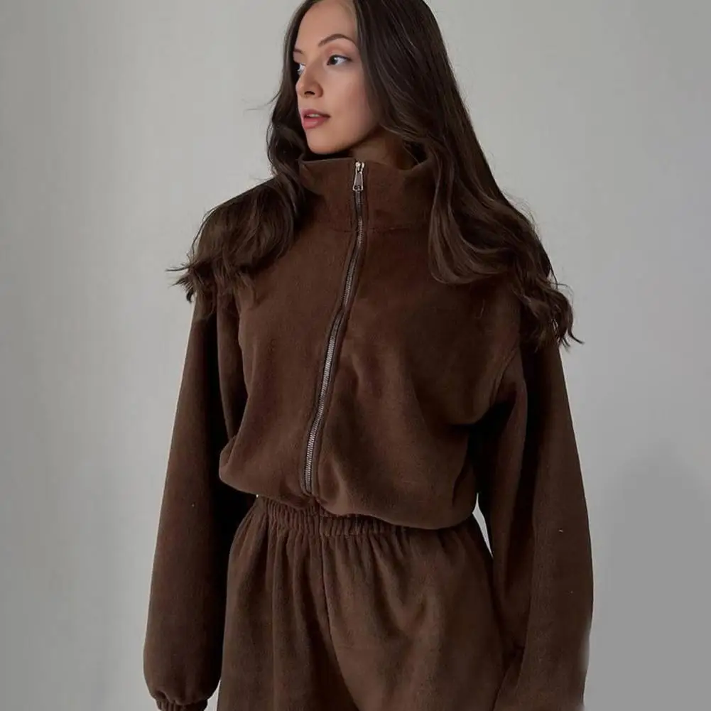 

Polyester Jumpsuit Soft Fabric Jumpsuit Women’s Long Sleeve Jumpsuit Romper High Waist Zip-up One Piece Outfit Loose for Fall