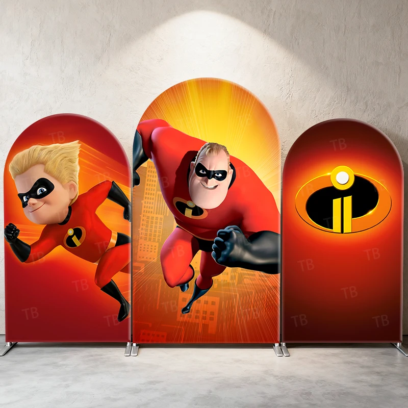 

The Incredibles Arch Backdrop Cover,Superhero Theme Photography Background for Kids Birthday Party, Event Decor&Photo Booth Prop