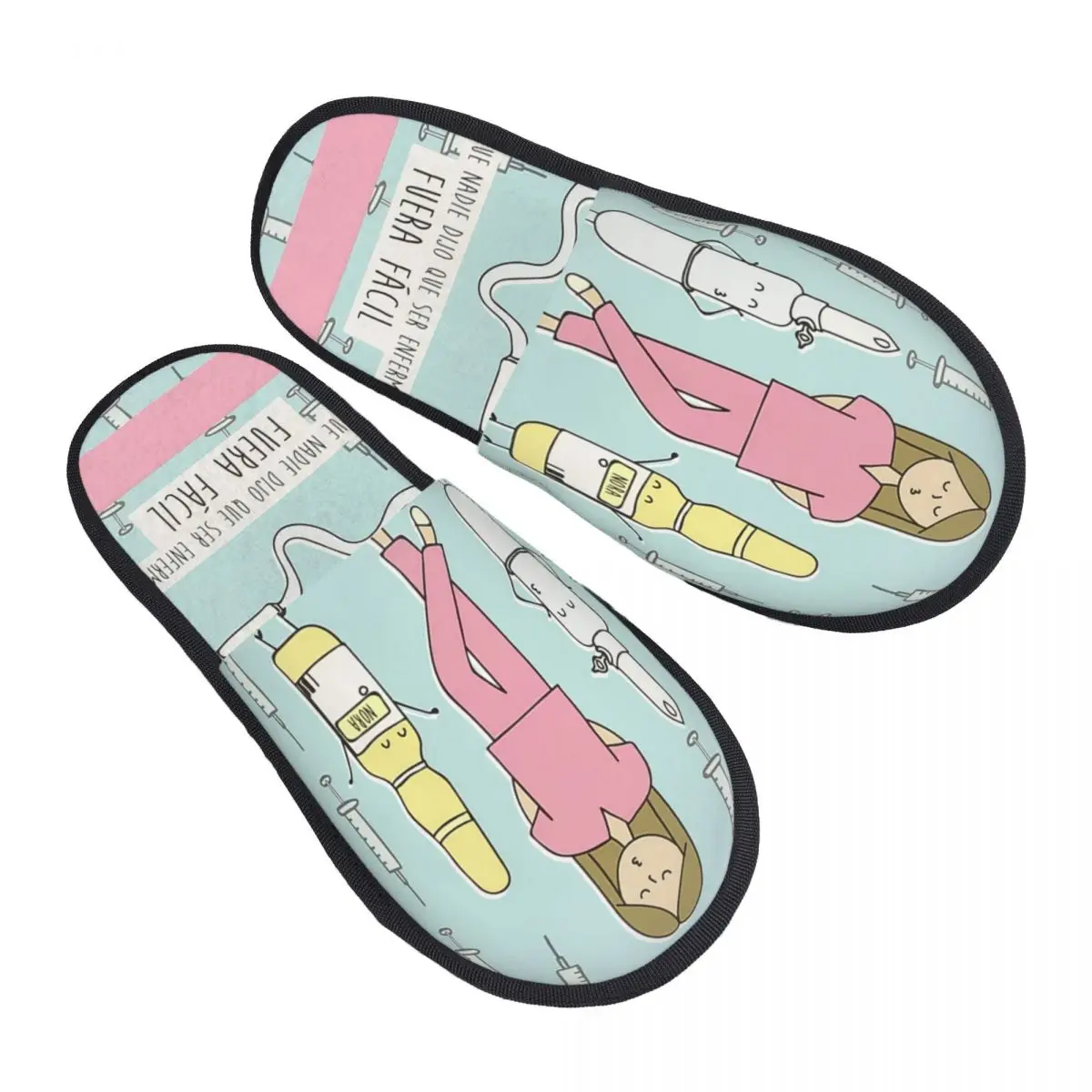 Custom Cartoon Ladies Nurse Doctor Printed Memory Foam Slippers Women Cozy Warm House Slippers