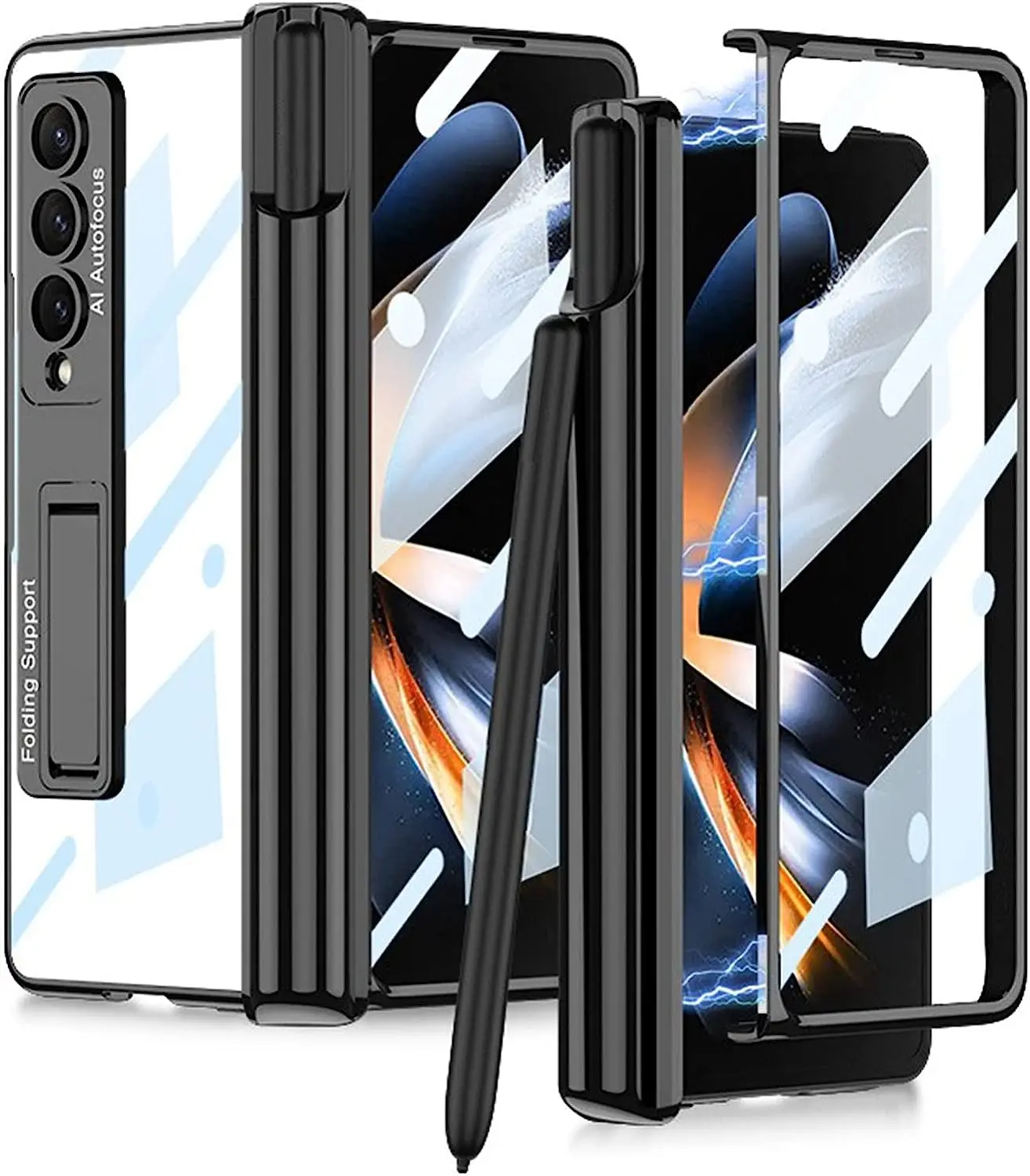 

Case for Samsung Galaxy Z Fold 4, with Built-in Kickstand Hinge Protection Full Body Magnetic Case Cover, with Screen Protector