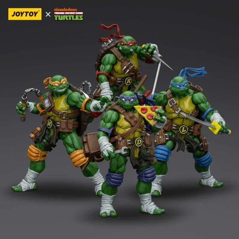 [IN STOCK] JOYTOY TMNT 1/18 Action Figures Raphael Leonardo Donatello Michelangelo 4PCS Model Gift With box