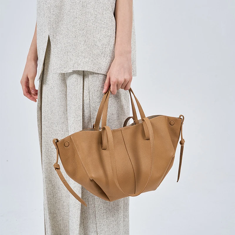 

2025 New Full Grain Leather Tote Light Luxury Crossbody Bag Designer Style Women's Shoulder Bag Chic Genuine Leather Handbag
