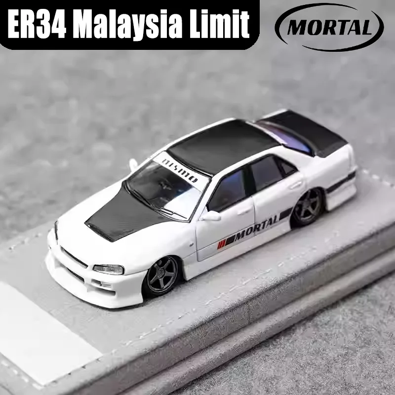 Mortal 1/64 ER34 White Carbon Maleisië Limited Legering Motorvoertuig Speelgoed spuitgieten Metalen Model Collectie Jongen Kerstcadeau