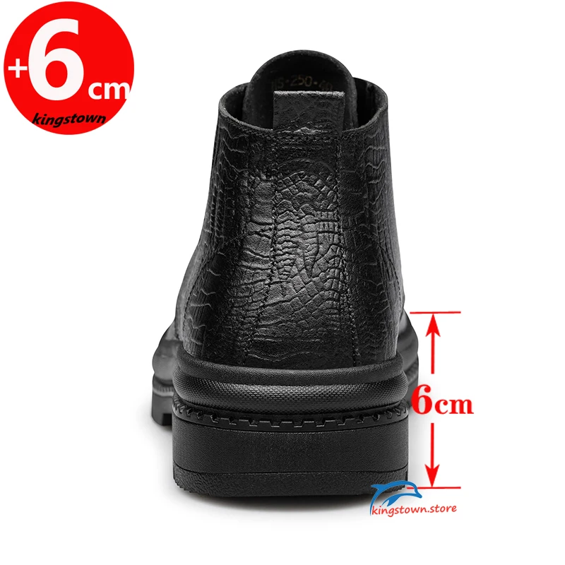 Botas Oxford Chelsea de couro masculino, tênis para tornozelo, palmilha para aumento de elevador, 6cm, tamanho grande 37-44