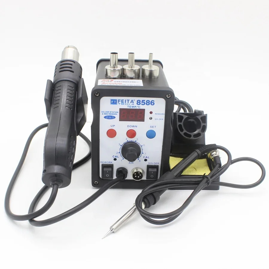 

FT-8586 Hot Air +soldering Iron Handle Soldering Desolderirng Station For Repair Cellphone