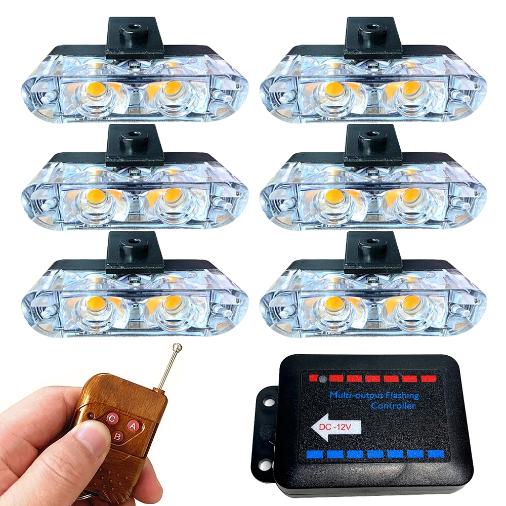 2LED Wireless Remote Car Strobe Light Police Emergency Warning Lamp LED Front Grille Running Lights for Modify Off-road Vehicle