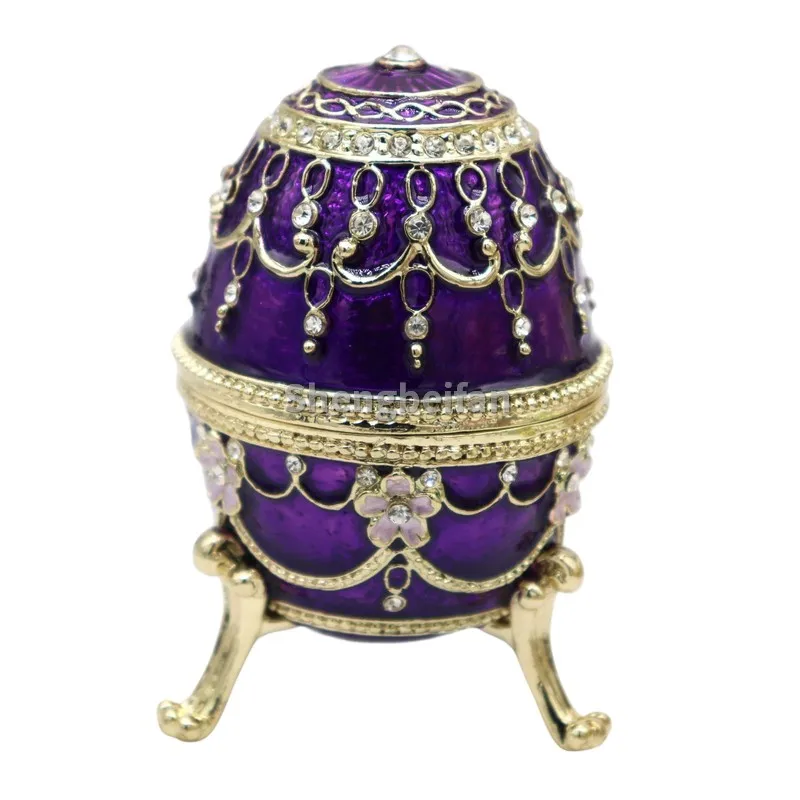 

Enamel Europe Style Russian Faberge Egg With Musicl Small Purple Ornament Home Decor Birthday Gift For Friend Music Box