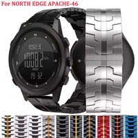 22mm Stainless Steel Band For NORTH EDGE APACHE-46 Bracelet Luxury Metal Strap For APACHE-46 Replacement Watchband Correa