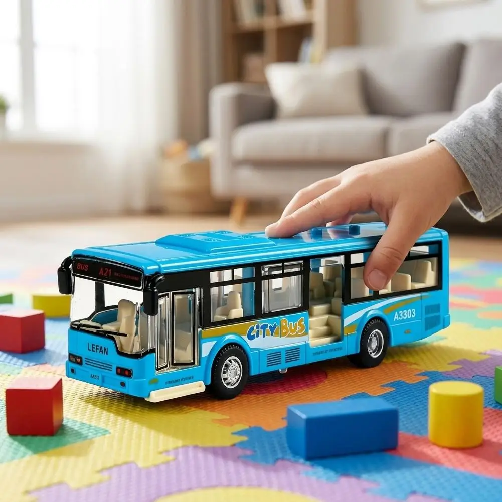 Autobús Urbano de Juguete con Retroceso, Modelo Realista de Vehículo de Transporte Público, Funciona por Fricción, Regal
