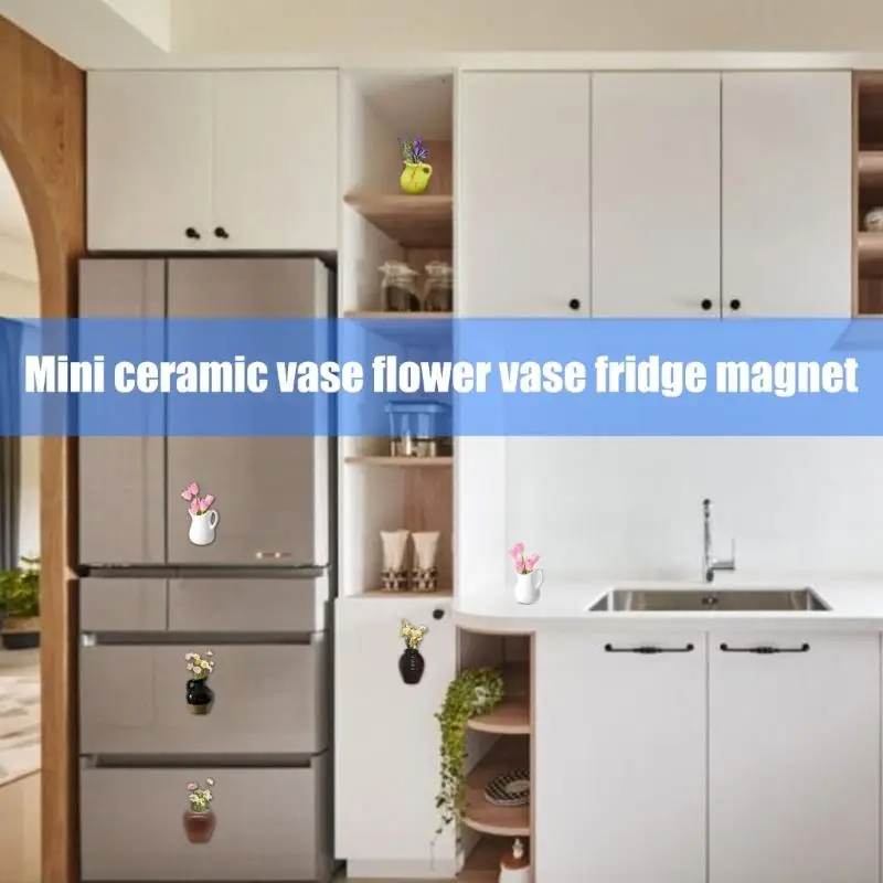 Pacchetto G8TB 5 mini magneti del vaso fiori in plastica per case frigoriferi decori da cucina