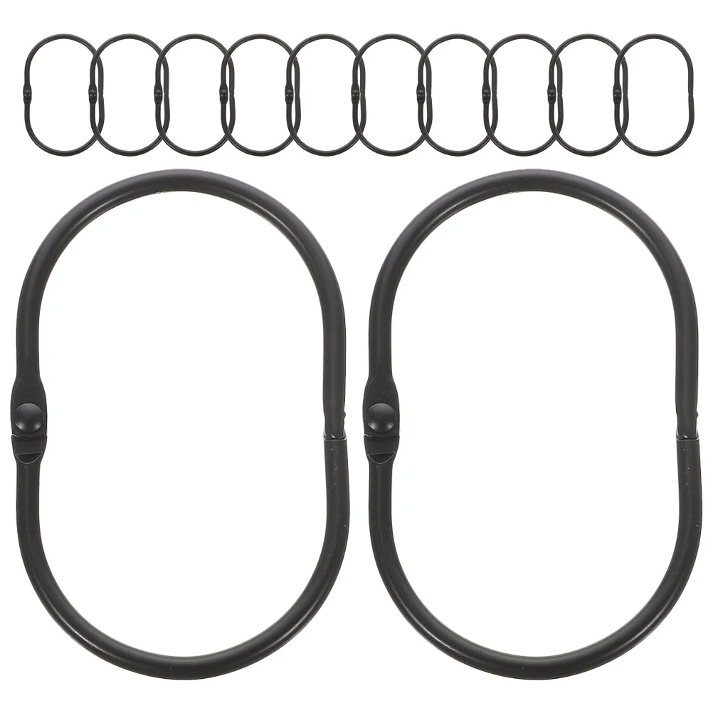 12 Pcs Open Shower Curtain Hook Rod Drapes Hooks For Metal Hanging Furniture Ring Bathroom Iron Rings Oval