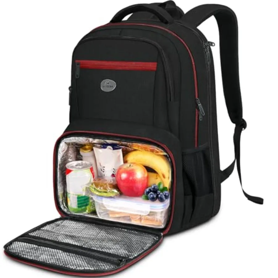 

Mens Backpack with Lunch Box Sturdy Padded Laptop Backpack for College Water Resistant TSA Work Bag with Cooler Compartment Lar
