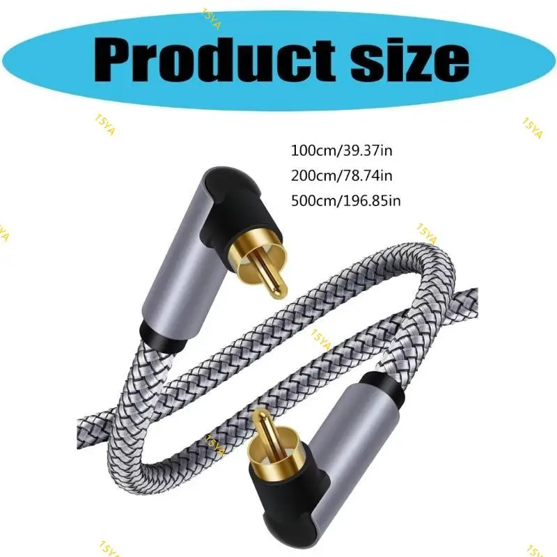 

15YA Subwoofer Cable Digital Coaxial Audios Cable 90 Degree Braided Cord