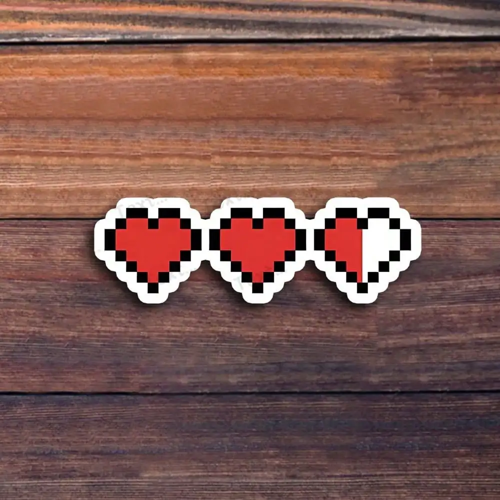 Video Game Style Pixel Heart Life Meter Waterproof Decal