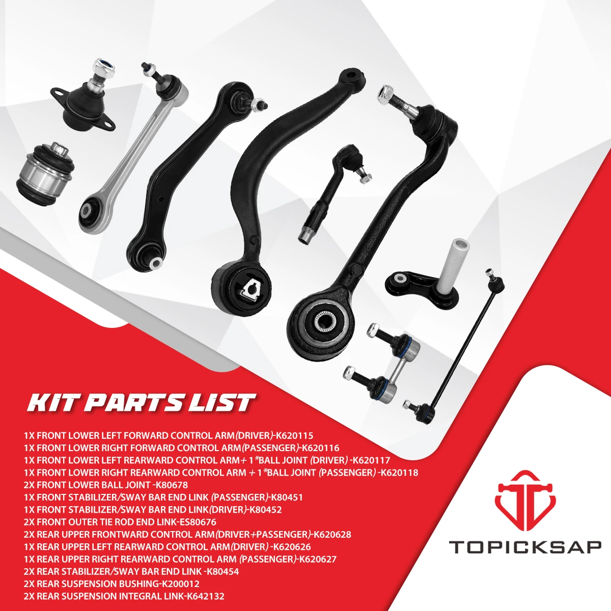 TOPICKSAP 20PCS Front Rear Control Arm Ball Joint Sway Bar End Link Kits Sets for BMW X5 E53 2000 2001 2002 2003 2004 2005 2006